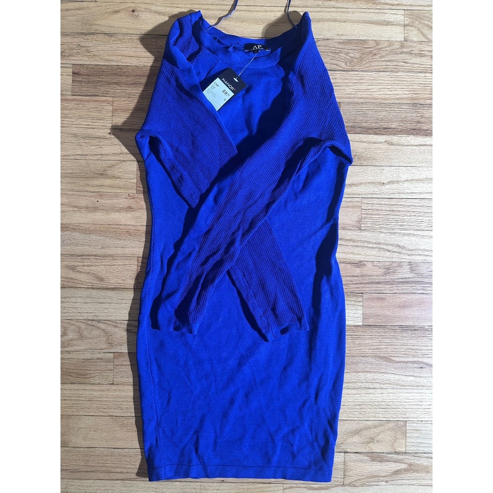 Avant Première Royal Blue Knit Bodycon Dress Size Small NWT Long Sleeve - Picture 7 of 8